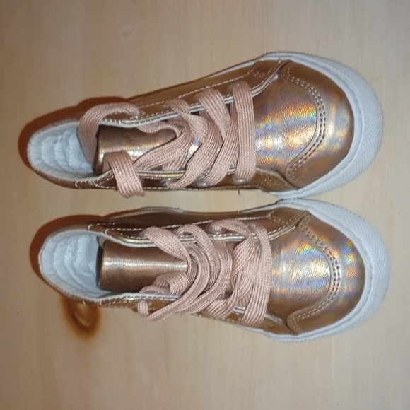 Rose Gold Holographic Hightop Sneakers - Picture 2 of 5
